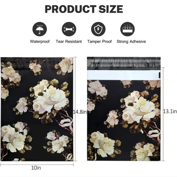 10X13 (100 Pack) Floral Pattern Poly Mailer Envelope Plastic Custom Mailing - Picture 2 of 6